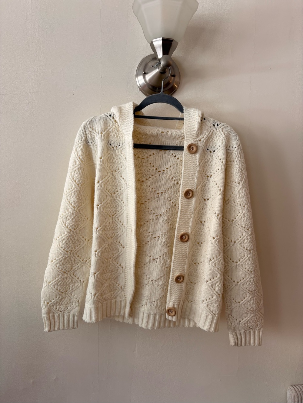 Vintage Cream Knit Button-Front Women’s Sweater Cardigan